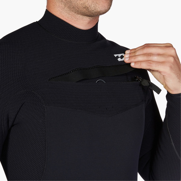 2024 Billabong Mænd Furnace Comp 4/3mm Chest Zip Våddragt Abyw100179 - Sort